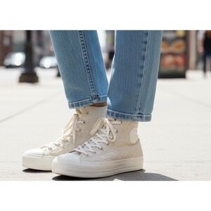 Converse CTAS Lift Hi‎ Women's 10 Light Dune Egret Platform Sneakers A13523C